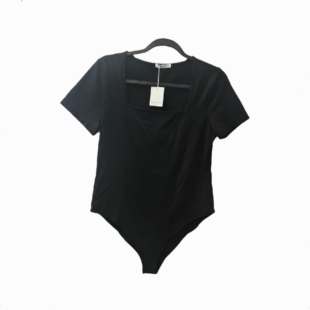 Mangopop Black Square Neck Bodysuit